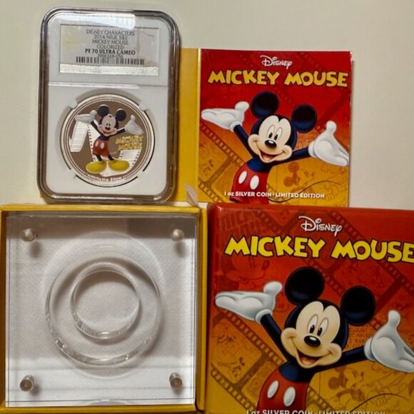 2014 NIUE S$2 Disney Mickey Mouse Colorized NGC PF 70 UCAM original package - Picture 6 of 7